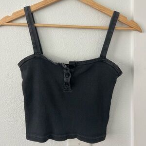 Brandy Melville black Rosalie button tank